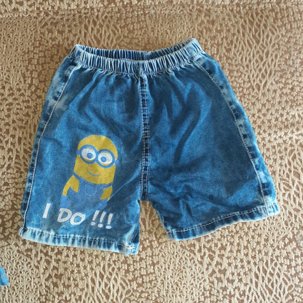 Denim Shorts Boys Blue Minion Graphic